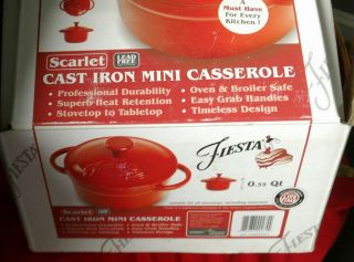 Fiesta Scarlet 0.  35 Quart Cast Iron Mini Casserole Dish.  In The Box.