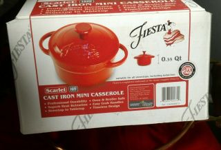 Fiesta SCARLET 0.  35 Quart Cast Iron Mini Casserole Dish.  in the box. 4