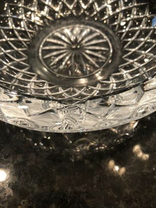 Vintage Clear Lead Crystal Ash Tray Candy Dish Bowl Star Bottom Lattice Sides 3