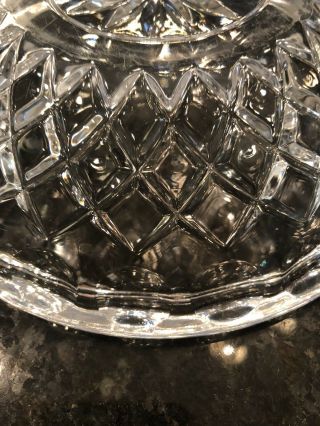 Vintage Clear Lead Crystal Ash Tray Candy Dish Bowl Star Bottom Lattice Sides 5