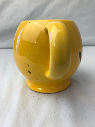 Vintage McCoy USA Coffee Yellow Smiley Face Mug Cup 1970 ' s Art Pottery 3.  75 