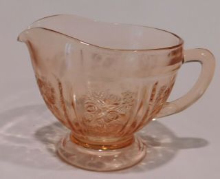 Vintage Federal Sharon Cabbage Rose Pink Depression Glass Creamer