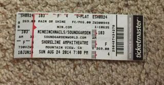Soundgarden Nine Inch Nails 8/14/2014 Full Concert Ticket Stub Shoreline