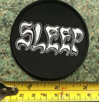Sleep Patch - Black & White Logo Sew On Iron Badge Stoner Doom Metal Band Woven