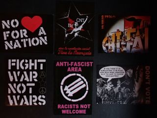 6 X Sticker Set / Class War / Anarchy / Anti Fascist / Politics / Election