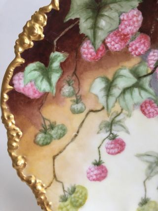 Vintage Jean Pouyat Limoges J.  P.  L.  France Hand Painted - Berries/Fruit Gold Edge 4