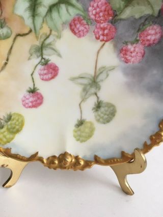 Vintage Jean Pouyat Limoges J.  P.  L.  France Hand Painted - Berries/Fruit Gold Edge 5