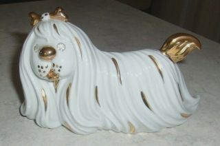Oggetti Realizzati Limoges Porcelain Dog Swarovski Crystals Maltese Lhasa Apso