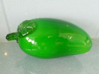 Vintage Murano Hand Blown Glass Fruit / Vegetable - Green Avocado Aubergine Pear