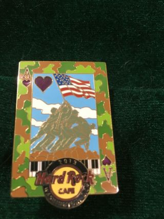 Hard Rock Cafe Pin Washinton Dc Playing Card - Ace Of Hearts - Iwo Jima Memorial