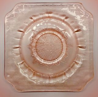 Set Of 4 Pink Jeanette Adam Depression Glass Square 6 " Plates Or Saucers