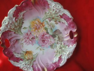 Gorgeous Antique P.  S Germany China Pink Rose Plate