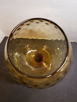 Vintage MCM Amber Empoli Glass Optic Pedestal Brandy snifter 9 inch 5