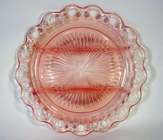 Hocking Open Lace Edge Old Colony Depression Glass Pink Relish Grill Plate Dish