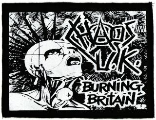 Black & White Chaos Uk Burning Britain Hc Anarchy Diy Punk 1977 Printed Patch