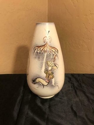 Vintage Sascha Brastoff Pottery Vase 10 " Asian Theme