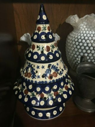 Polish Pottery Candle Holder " Christmas Tree "