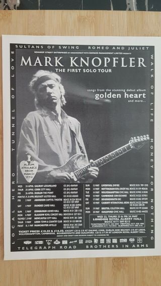Mark Knopfler The First Solo Tour Press Ad 1996 Dire Straits App 22x30cm