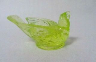 Boyd Glass Chick Bird With Cherry Vaseline Open Salt Dip Cellar Uranium