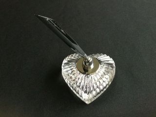 Waterford Crystal Signed Heart Shaped Paperweight/pen Holder