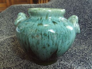Vintage Green Drip Glaze Art Pottery Vase 5 