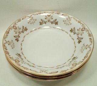 Vtg Classique Gold 3672 By Harmony House Fine China Japan 3 Coupe Soup Bowls