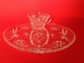 Vintage Anchor Hocking Eapc Star Of David Pattern Clear 8 Pc Snack Set