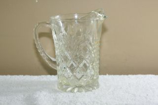 Vintage Clear Cut Glass Creamer Syrup Pitcher Dispenser Pineapple Pattern