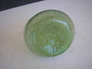 Vtg.  Blenko Pinched Vase Hand - Blown Green Crackle Mid - Century Modern 4