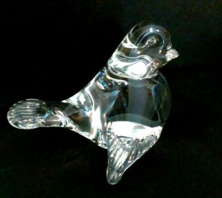 Clear Art Glass Bird Figurine Paperweight 4 " Tall