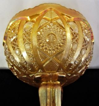 Vintage Imperial Marigold Carnival Glass Hobstar & Arches Pedestal Bowl Compote 5