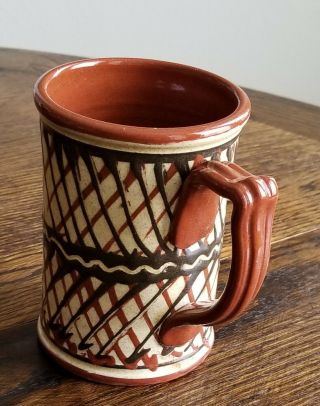 Sj Pottery Bethel Missouri Folk Art Redware Cup Mug