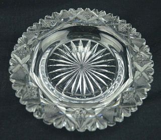 American Brilliant Period Cut Glass Plate Abp Center Ray Hobstar Fan Diamond