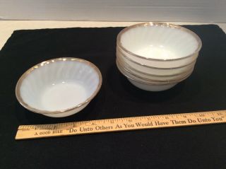 Vintage Fire King White Swirl Fruit Bowls,  Set Of 6