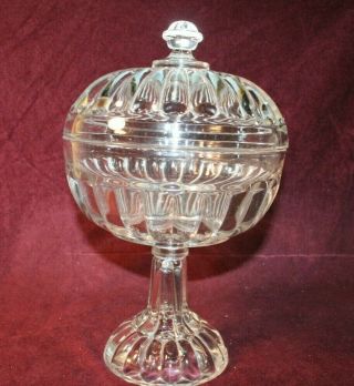 Eapg Covered Compote - Bulging Bars Type Pattern - Pattern & Maker Unknown