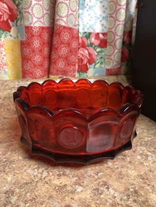Vintage Fostoria Coin Glass Ruby Red Large Bowl Candy Fruit Dish