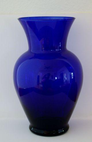 Vintage Cobalt Blue Glass Vase 10 1/2 " Tall