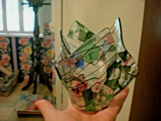 Vintage Hand Crafted Handkerchief Vase Multi Colored 5 1/4  T X 5 1/2  W