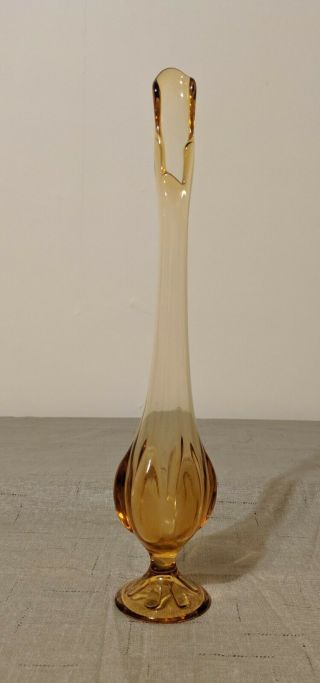 Vintage Viking Glass Swung Vase Amber 13 1/2 " Tall