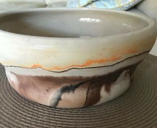 Vintage Nemadji Art Pottery 9 " Large Bowl Brown Orange