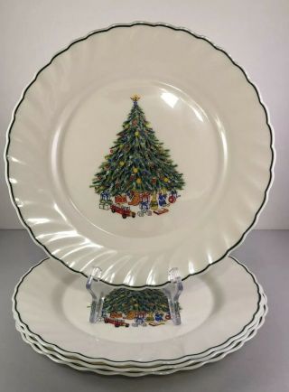 House Of Salem Porcelle Noel Set Of 4 Dinner Plates Christmas Tree