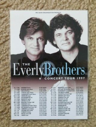 The Everly Brothers Uk Theatre Flyer 8.  5 " X6 ",  2 Tickets (laminated Together)