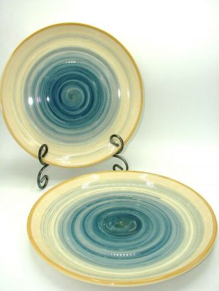 Gibson Everyday Ocean Dream Blue Dinner Plate 10 3/4 In Blue Swirls Set Of 2