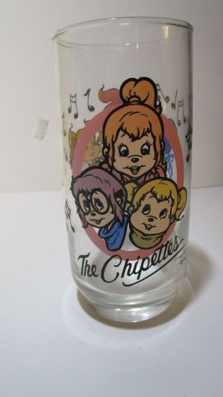 Vintage 1985 The Chipettes Drinking Glass Chipmunks Series Cute Alvin Friends