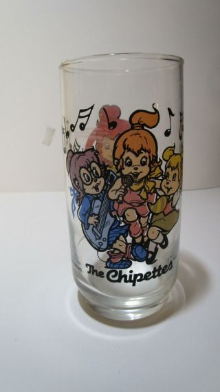 Vintage 1985 The Chipettes drinking glass Chipmunks series cute Alvin friends 2