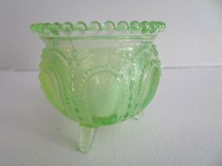 Vintage Degenhart Art Glass Gypsy Pot Toothpick Holder Apple Green