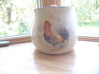 Home & Garden Party Stoneware 1998 Rooster Chicken Hand Made Beanpot USA Retired 2