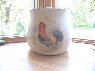 Home & Garden Party Stoneware 1998 Rooster Chicken Hand Made Beanpot USA Retired 3
