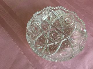 Antique Cut Glass Crystal Candy Dish By American Brilliant Glass,  5 1/2”