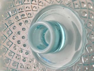 VINTAGE FENTON BLUE OPALESCENT HOBNAIL CANDLE HOLDER Bowl Ruffle 3